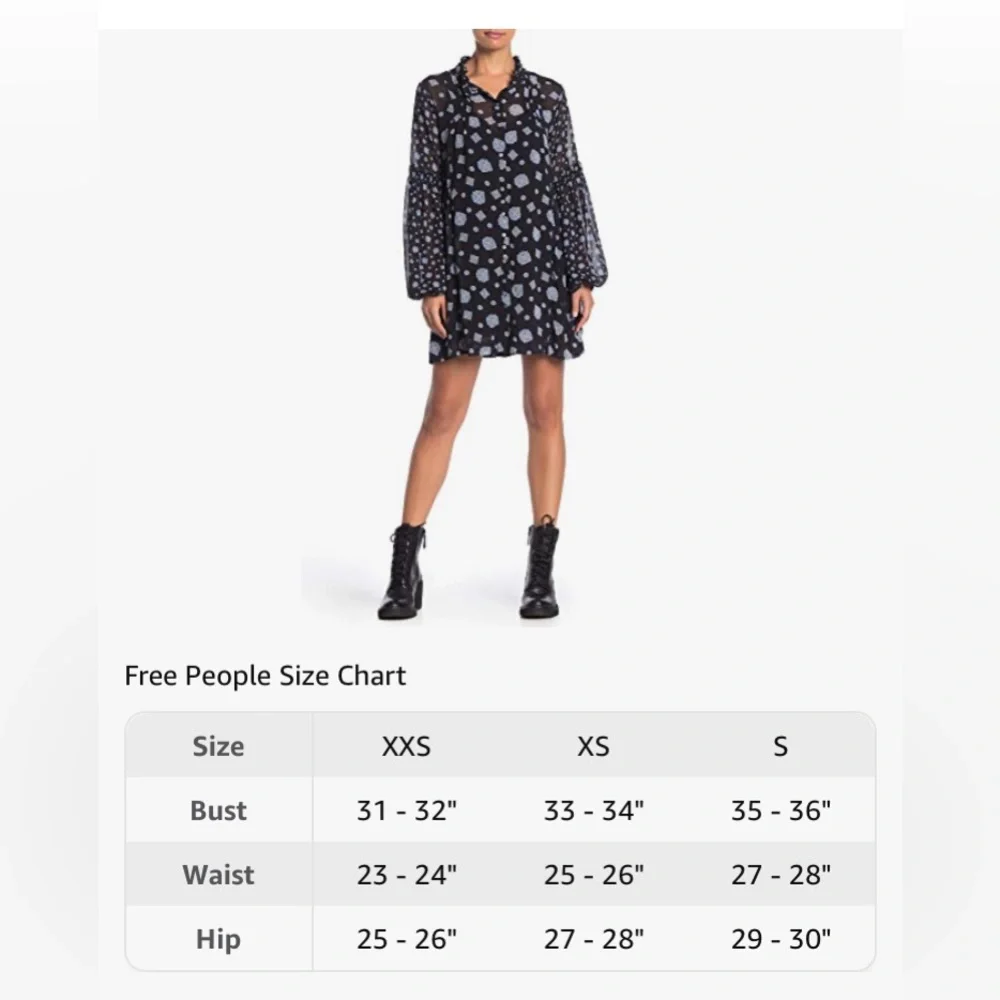Free people patterned tunic length dress with full bell sleeve past elbow small